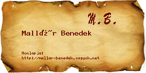 Mallár Benedek névjegykártya